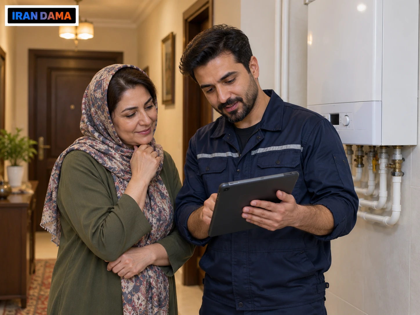 تحویل کار تعمیر پکیج در رشت و توضیح ایراد دستگاه به مشتری